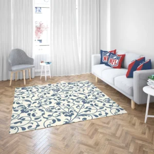 White Blue Floral Damask Rug 2