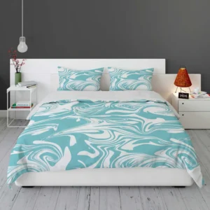 White Blue Marble Pattern Bedding Set 1