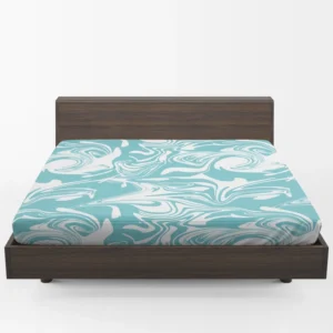 White Blue Marble Pattern Fitted Sheet 1