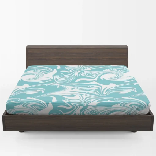 White Blue Marble Pattern Fitted Sheet 1