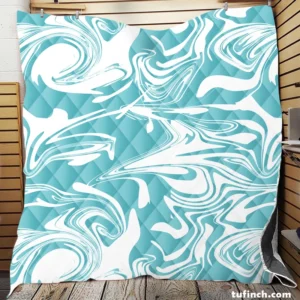 White Blue Marble Pattern Quilt Blanket