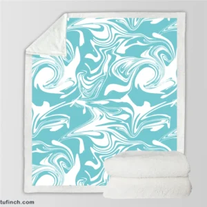 White Blue Marble Pattern Sherpa Fleece Blanket