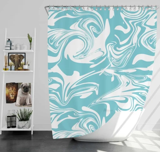 White Blue Marble Pattern Shower Curtain