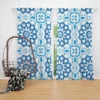 White Blue Mexican Pattern Curtain