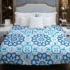 White Blue Mexican Pattern Duvet Cover