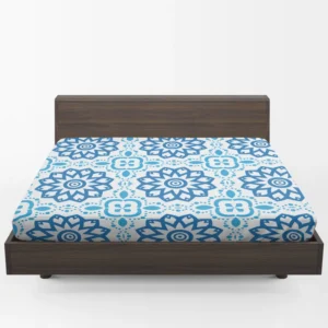 White Blue Mexican Pattern Fitted Sheet 1