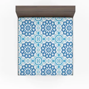 White Blue Mexican Pattern Fitted Sheet