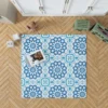 White Blue Mexican Pattern Rug