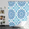 White Blue Mexican Pattern Shower Curtain