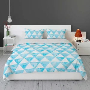 White Blue Triangle Design Bedding Set 1