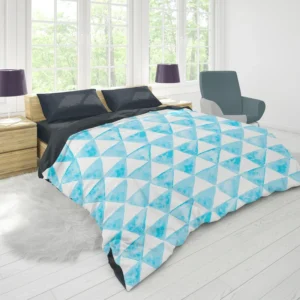 White Blue Triangle Design Duvet Cover 1