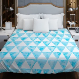 White Blue Triangle Design Duvet Cover