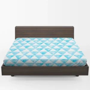 White Blue Triangle Design Fitted Sheet 1