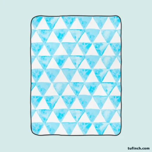 White Blue Triangle Design Fleece Blanket 1