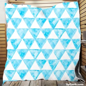 White Blue Triangle Design Quilt Blanket