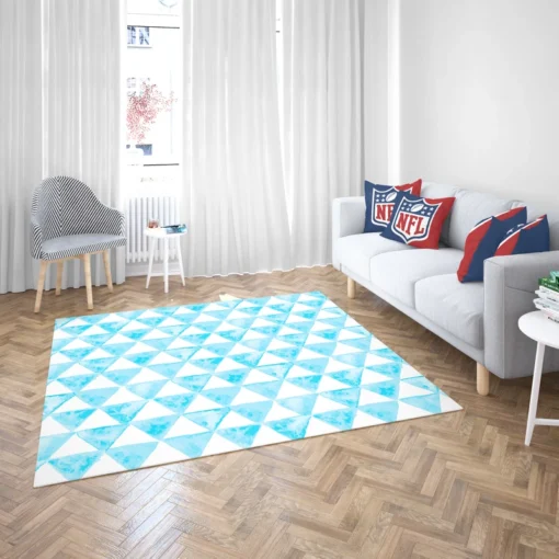 White Blue Triangle Design Rug 2