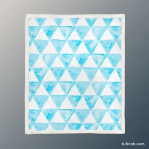 White Blue Triangle Design Sherpa Fleece Blanket 1