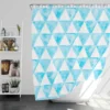 White Blue Triangle Design Shower Curtain