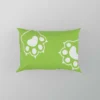 White Cat Paw Print In Green Background Pillow Case