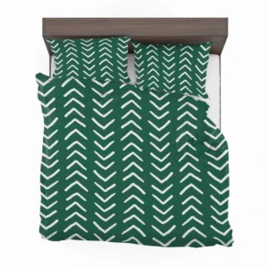 White Chevron Design On Green Bedding Set 2