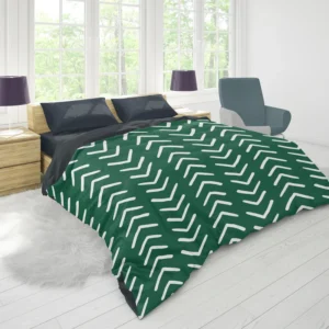 White Chevron Design On Green Duvet Cover 1