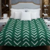 White Chevron Design On Green Duvet Cover