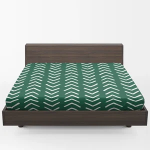 White Chevron Design On Green Fitted Sheet 1