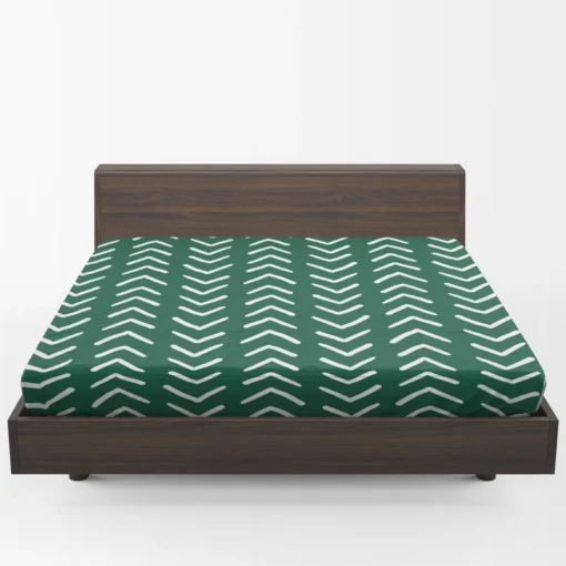 White Chevron Design On Green Fitted Sheet 1