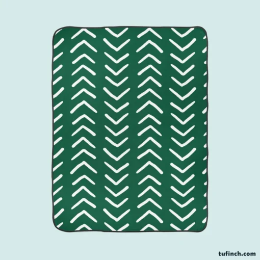 White Chevron Design On Green Fleece Blanket 1