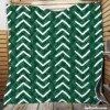 White Chevron Design On Green Quilt Blanket