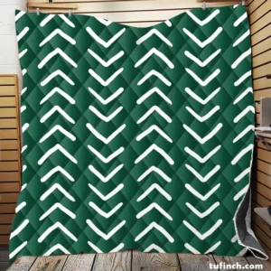 White Chevron Design On Green Quilt Blanket