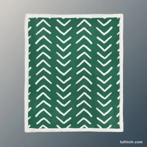 White Chevron Design On Green Sherpa Fleece Blanket 1