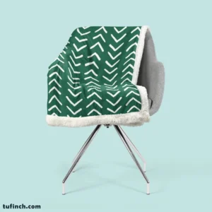 White Chevron Design On Green Sherpa Fleece Blanket 2