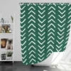 White Chevron Design On Green Shower Curtain