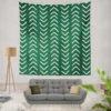 White Chevron Design On Green Wall Tapestry