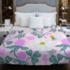 White Daisy Flower Spring Clover Flower Duvet Cover