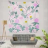 White Daisy Flower Spring Clover Flower Wall Tapestry