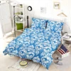 White Floral Damask In Azure Blue Bedding Set