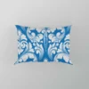 White Floral Damask In Azure Blue Pillow Case