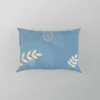 White Leaves Swirls On Blue Pillow Case