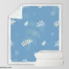 White Leaves Swirls On Blue Sherpa Fleece Blanket