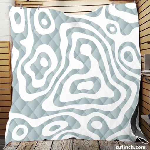 White Map Cartography Pattern Quilt Blanket