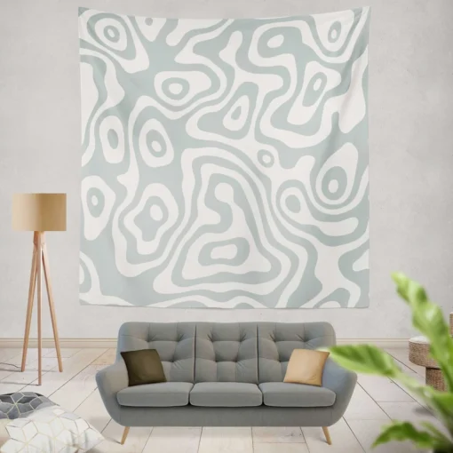 White Map Cartography Pattern Wall Tapestry