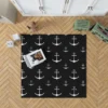 White Marine Anchor On Black Rug