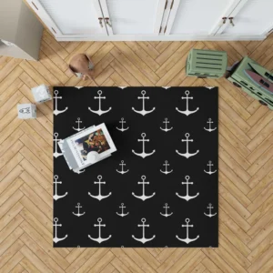 White Marine Anchor On Black Rug