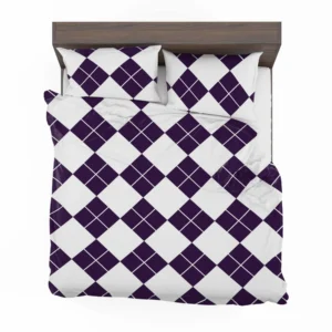 White Midnight Blue Diagonal Square Pattern Bedding Set 2