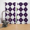 White Midnight Blue Diagonal Square Pattern Curtain