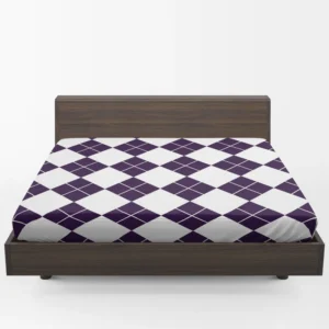 White Midnight Blue Diagonal Square Pattern Fitted Sheet 1