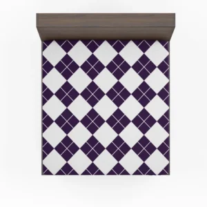 White Midnight Blue Diagonal Square Pattern Fitted Sheet