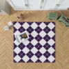 White Midnight Blue Diagonal Square Pattern Rug